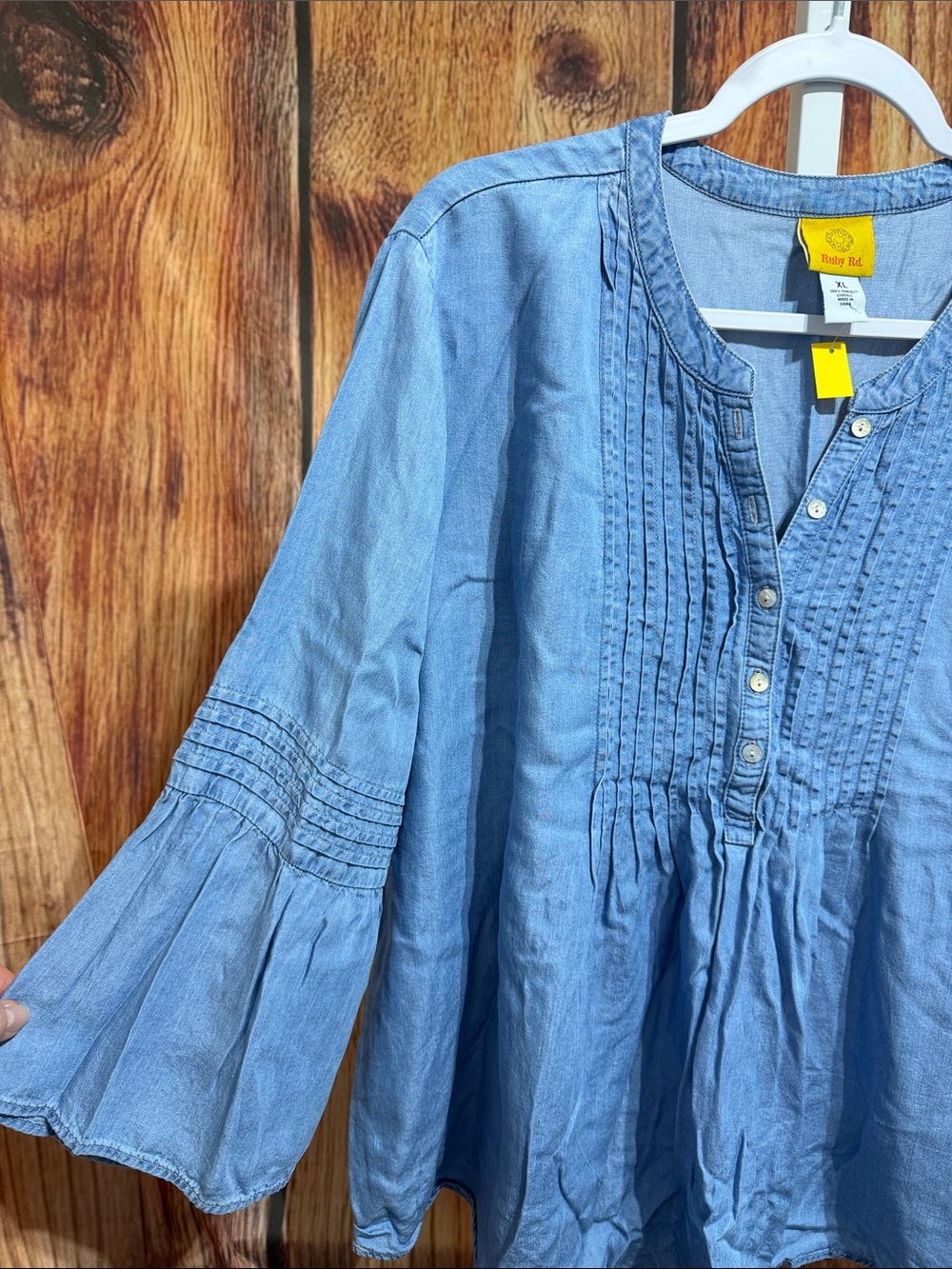 Ruby Rd. Bell Sleeve Shell Button Blouse Size XL - Picture 3 of 5